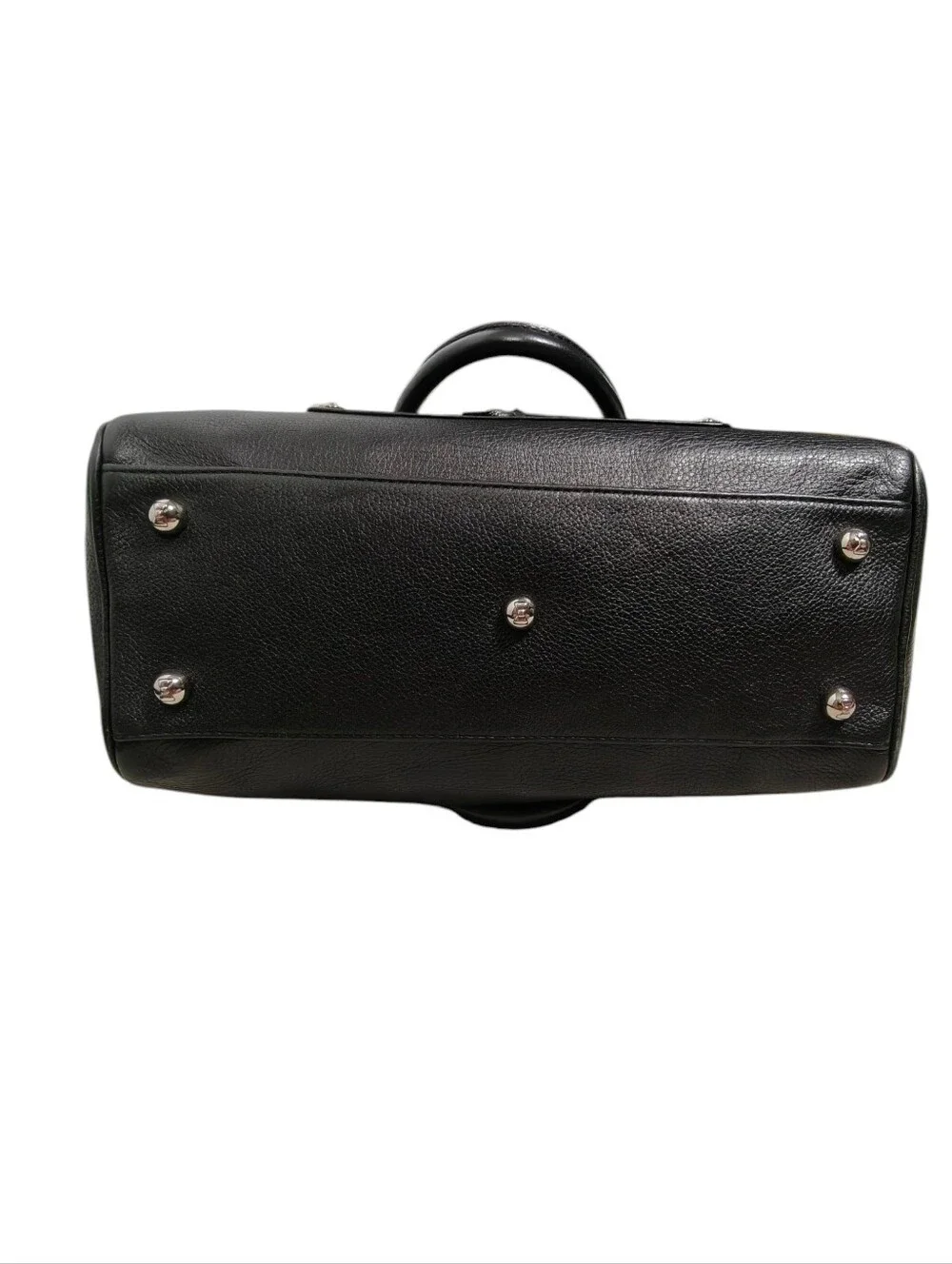 MY FLAT IN LONDON Black Pebbled Leather Dome Satchel Bag -Brighton